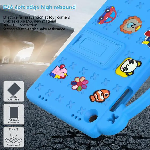 Alt view image 5 of 5 - YRH for Galaxy Tab A9 Plus Case Kids 11-inch 2023, EVA Shockproof Cover for Samsung A9+ Plus Tablet Case, with Stand Handle Figures, SkyBlue