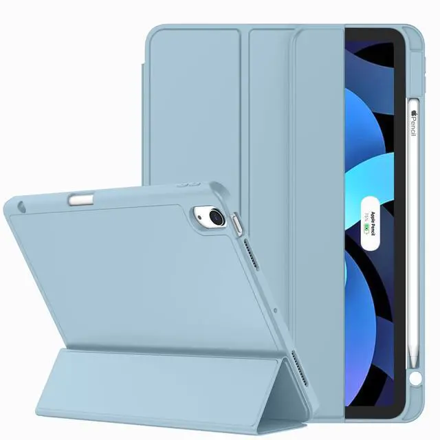 Main image of ZryXal iPad Air 11 Inch Case M3 2025 / M2 2024, iPad Air Case 5th Generation/4th Generation 2022/2020 10.9 Inch [Support Touch ID and Auto Wake/Sleep](Light Blue)