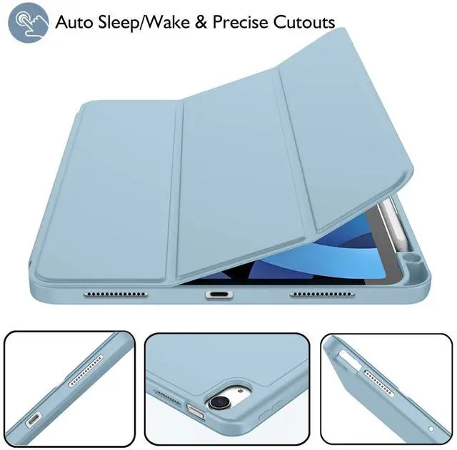 Alt view image 4 of 5 - ZryXal iPad Air 11 Inch Case M3 2025 / M2 2024, iPad Air Case 5th Generation/4th Generation 2022/2020 10.9 Inch [Support Touch ID and Auto Wake/Sleep](Light Blue)