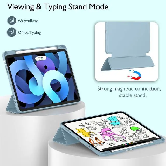Alt view image 5 of 5 - ZryXal iPad Air 11 Inch Case M3 2025 / M2 2024, iPad Air Case 5th Generation/4th Generation 2022/2020 10.9 Inch [Support Touch ID and Auto Wake/Sleep](Light Blue)