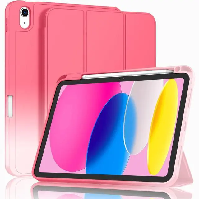 Main image of ZryXal iPad (A16) Case/iPad 10th Generation Case [11-Inch 2025/10.9 Inch 2022] with Pencil Holder, Smart Cover with Soft TPU Back [Support Auto Wake/Sleep] (Red/White)