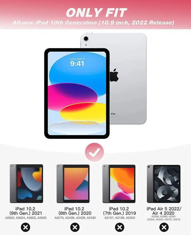 Alt view image 2 of 5 - ZryXal iPad (A16) Case/iPad 10th Generation Case [11-Inch 2025/10.9 Inch 2022] with Pencil Holder, Smart Cover with Soft TPU Back [Support Auto Wake/Sleep] (Red/White)