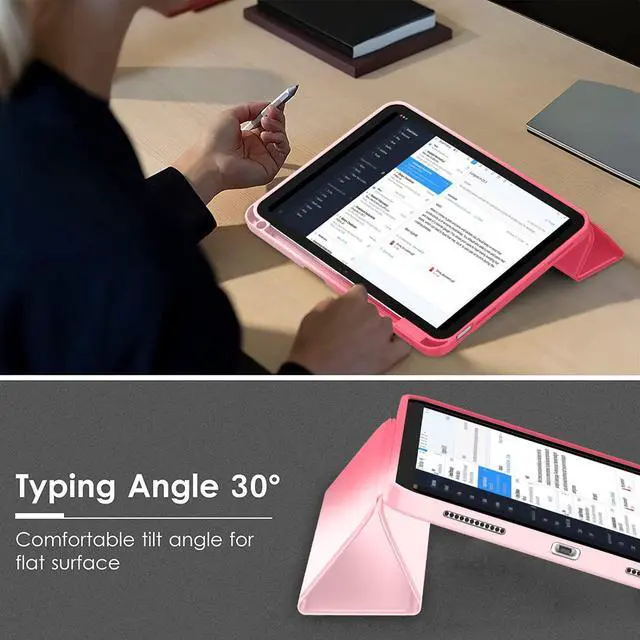 Alt view image 5 of 5 - ZryXal iPad (A16) Case/iPad 10th Generation Case [11-Inch 2025/10.9 Inch 2022] with Pencil Holder, Smart Cover with Soft TPU Back [Support Auto Wake/Sleep] (Red/White)