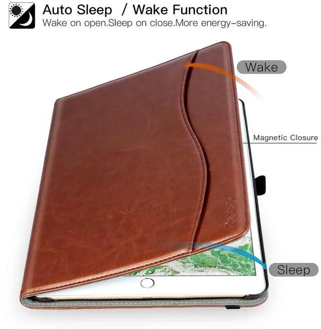 Alt view image 4 of 5 - ZtotopCase for iPad Pro 12.9 Inch Case 2017/2015 (Old Model,1st & 2nd Generation), Premium PU Leather Business Folio Cover with Auto Wake/Sleep, Document Card Slot, Multiple Viewing Angles,Brown