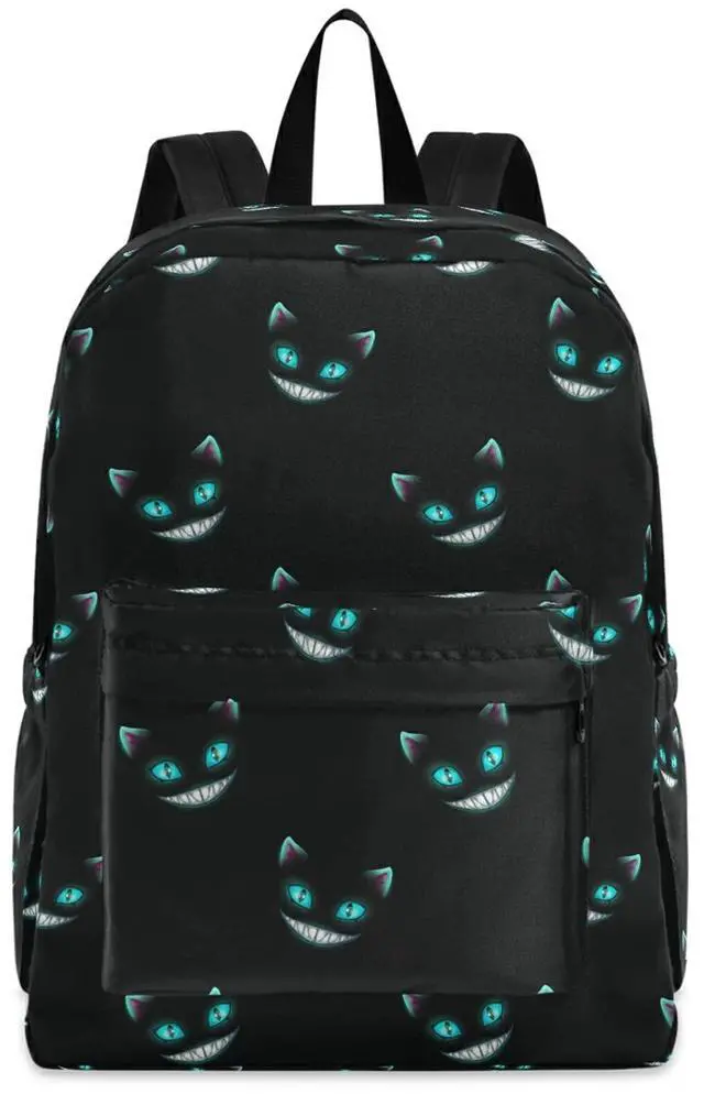 Main image of ZzWwR Cute Cheshire Cat Faces Pattern Casual Polyester Computer Backpack Large Daypack for Business Sport Travel School Bookbags