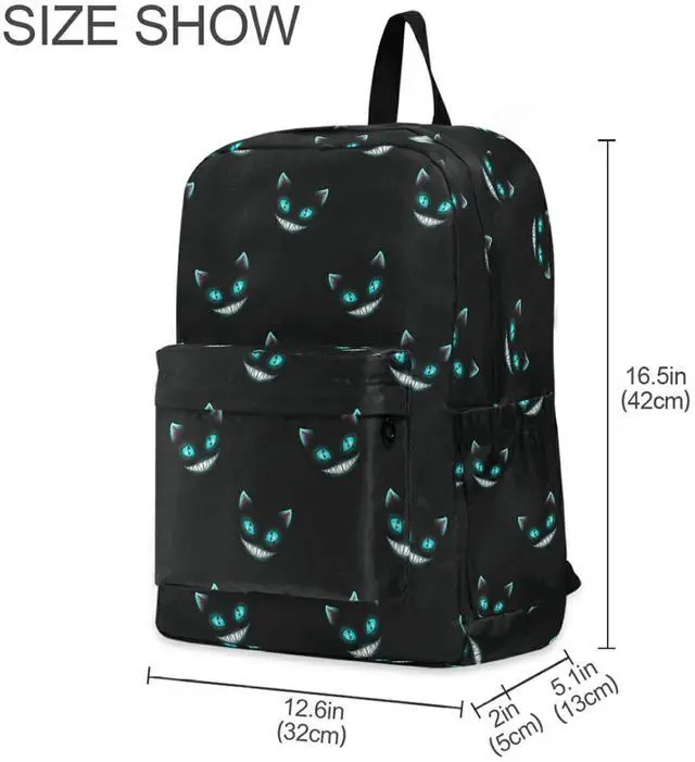 Alt view image 2 of 5 - ZzWwR Cute Cheshire Cat Faces Pattern Casual Polyester Computer Backpack Large Daypack for Business Sport Travel School Bookbags