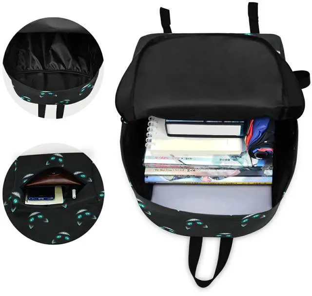 Alt view image 4 of 5 - ZzWwR Cute Cheshire Cat Faces Pattern Casual Polyester Computer Backpack Large Daypack for Business Sport Travel School Bookbags