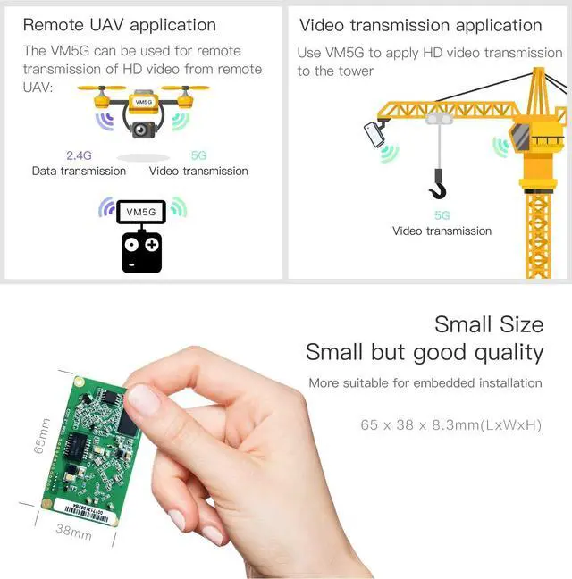 Alt view image 3 of 5 - Vonets VM5G Mini Module WiFi Bridge/WLAN Repeater/Mini Router Signal Booster Extender Indutrial 2.4GHz/5GHz with 4 External Antennas,Suitable for Industrial Integration and Secondary Development