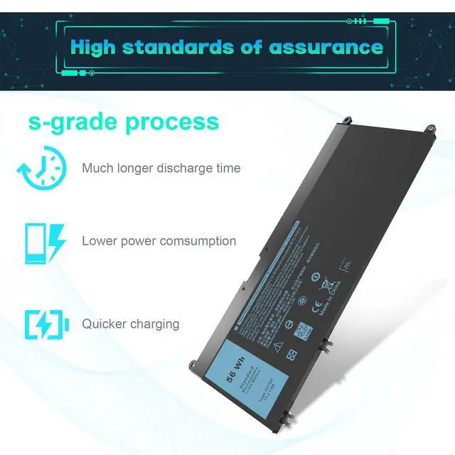 Alt view image 3 of 5 - IKFJQCOA 33YDH 56Wh Laptop Battery Compatible with Dell Inspiron 17 7000 7778 7779 7786 7773 15 7577 G3 3579 3779 G5 5587 G7 7588 13 3380 3480 14 3490 15 3590 3580 PVHT1 P30E 81PF3 081PF3 15.2V 4-cell