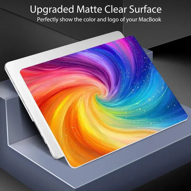 Alt view image 4 of 5 - Lepeoac Case for MacBook Pro 14 Inch (2025-2021 Release), Models M5 A3434 A3112 M4 A3112 A3401 A3185 M3 A2918 A2992 M2 A2779 M1 A2442, Plastic Hard Shell Case with Keyboard Cover, Swirling Rainbow
