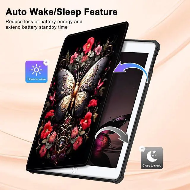 Alt view image 2 of 5 - Casetego for iPad 6th/5th Generation 9.7 Inch Case,with Pencil Holder,360°Rotating Adjustable Stand Protective Cover,Black