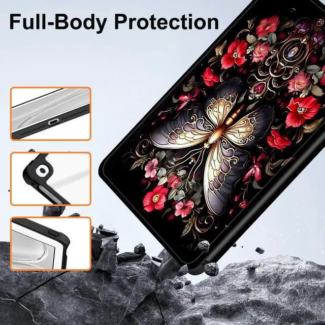 Alt view image 5 of 5 - Casetego for iPad 6th/5th Generation 9.7 Inch Case,with Pencil Holder,360°Rotating Adjustable Stand Protective Cover,Black