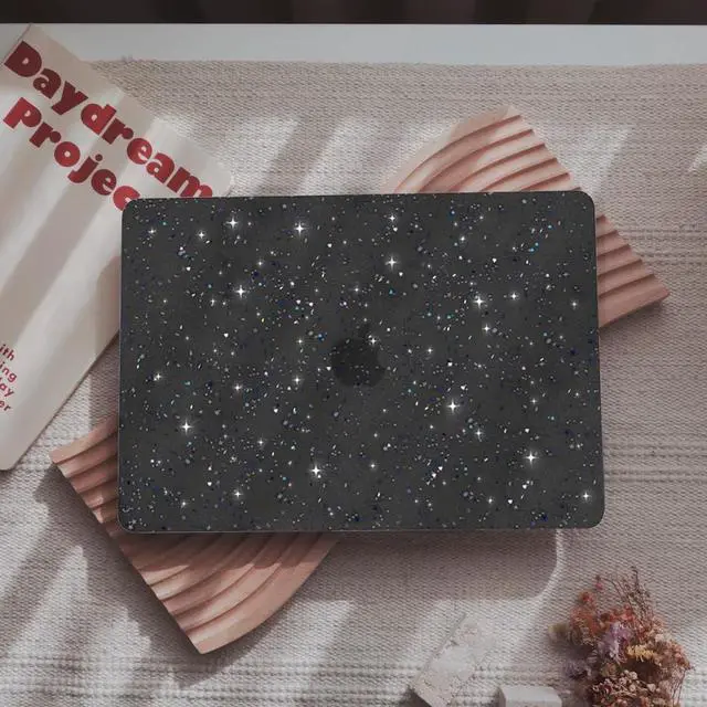 Alt view image 2 of 5 - QJUZO for MacBook Pro 13 inch Case 2025-2023 M2 2022-2016 M1 A2338/A2289/A2251/A2159/A1989/A1708/A1706, Glitter Sturdy Hard Shell Cover with Screen & Keyboard Cover for Touch Bar/Non-Touch Bar, Black