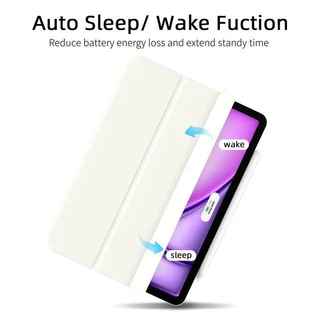 Alt view image 4 of 5 - Dwopar for iPad Air 13 inch M3/M2 Case (2025/2024,Model NO.A2898/A2899/A2900), Auto Sleep/Wake and Magnetic Closure, Slim Trifold Stand Case, PU Leather Cover, Support Apple Pencil Pro, White