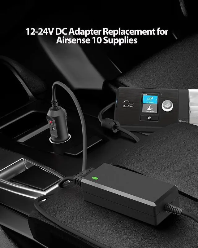 Alt view image 3 of 5 - VHBW CPAP Power Cord Compatible with Resmed Airsense 10 Power Supply, Compatible with ResMed Airsense 10 S10 AirCurve 10 Series CPAP and BiPAP Machine, Car Charger 24V 3.75A 90W Airsense Adapter