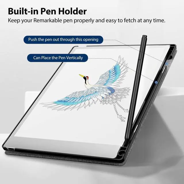 Alt view image 3 of 5 - TiMOVO Case for Remarkable Paper Pro 11.8 Inch 2024, Multiple Viewing Angles Folding Book Folio Case with Pen Holder for Remarkable Paper Pro Color Tablet, Support Auto Wake/Sleep, Denim Gray
