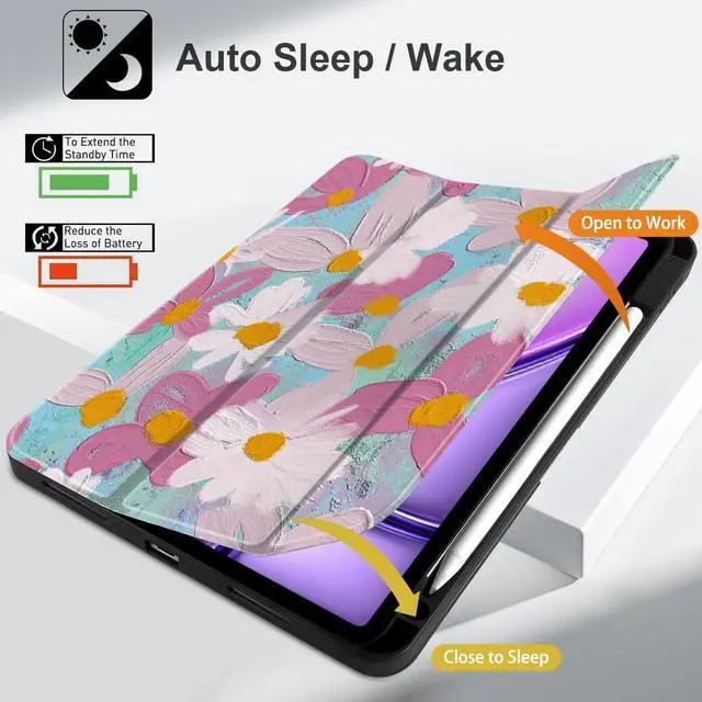 Alt view image 3 of 5 - MEEgoodo Case for M3/M2 iPad Air 11 inch 2025/2024,Case for iPad Air 5th Generation/iPad Air 4th Generation 10.9 inch 2022 2020, Tablet Cover with Soft TPU Back Shell, Art Botanical Floral