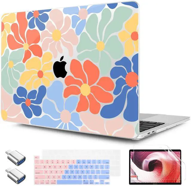 Main image of TWOLSKOO Compatible with MacBook Pro 13 inch Case 2023-2016 A2338 M2/M1 A2251 A2289 A2159 A1989 A1706, Plastic Hard Shell Cover & Keyboard Skin & Screen Protector, Chamomile Blue