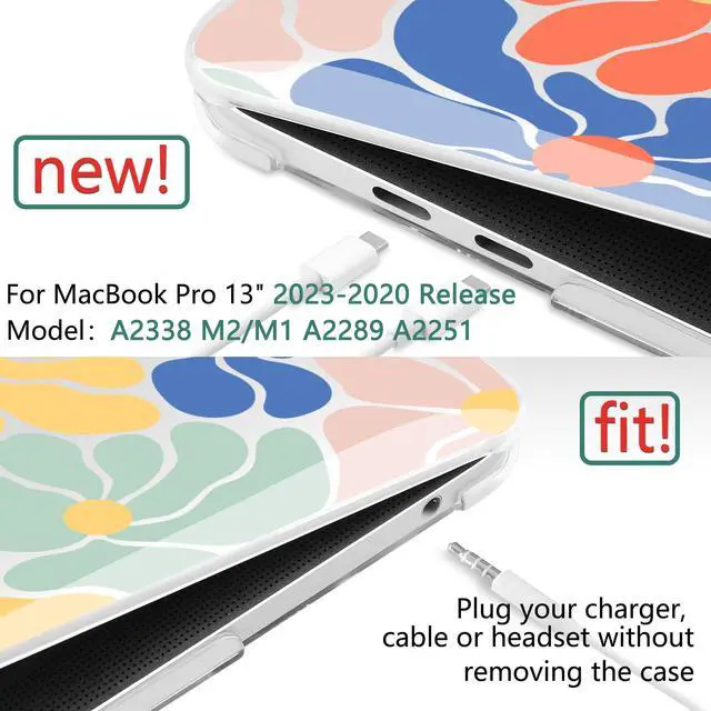 Alt view image 2 of 5 - TWOLSKOO Compatible with MacBook Pro 13 inch Case 2023-2016 A2338 M2/M1 A2251 A2289 A2159 A1989 A1706, Plastic Hard Shell Cover & Keyboard Skin & Screen Protector, Chamomile Blue