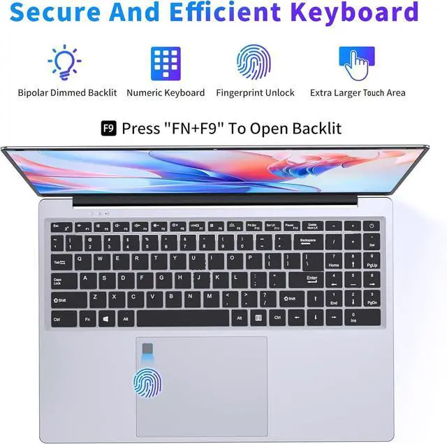 Alt view image 4 of 5 - NIAKUN Laptop Computer, Gaming Laptops 2025, 16 Inch Lap Top PC Win 11 Pro, 16GB RAM 512GB SSD, N100 Processor(up to 3.4GHz), Backlit Keyboard, for Business and Students