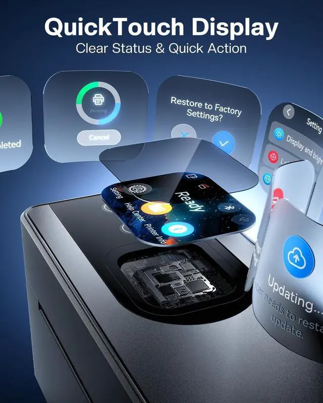 Alt view image 2 of 5 - Phomemo Thermal Label Printer Upgraded with Touchable Screen, Shipping Label Printer for Small Business, 4x6 Wireless Thermal Label Printers for Shipping Package, Compatible with Amazon, Shopify, USPS