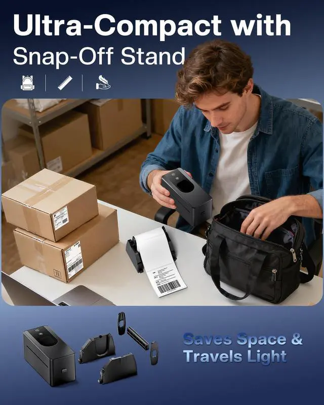 Alt view image 3 of 5 - Phomemo Thermal Label Printer Upgraded with Touchable Screen, Shipping Label Printer for Small Business, 4x6 Wireless Thermal Label Printers for Shipping Package, Compatible with Amazon, Shopify, USPS