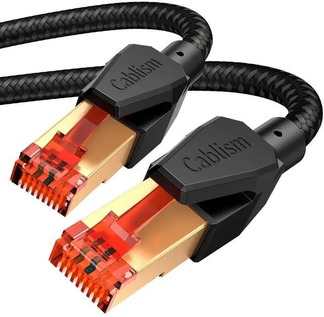 Main image of Cat 8 Ethernet Cable 30FT, High Speed LAN Network Cable RJ45 40Gbps 2000Mhz Nylon Braided Gold Plated Gigabit Internet Patch Cord, Compatible with Cat 7/6/5e/5 (Black Round Cable 30FT-10M)