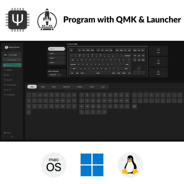 Alt view image 2 of 5 - Keychron C1 Pro Wired Mechanical Keyboard TKL Layout, QMK Programmable RGB Backlit with Hot-swappable K Pro Brown Switch, OEM Profile Double-Shot PBT Keycaps Compatible for Mac Windows Linux