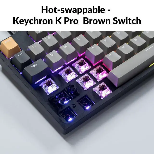 Alt view image 5 of 5 - Keychron C1 Pro Wired Mechanical Keyboard TKL Layout, QMK Programmable RGB Backlit with Hot-swappable K Pro Brown Switch, OEM Profile Double-Shot PBT Keycaps Compatible for Mac Windows Linux