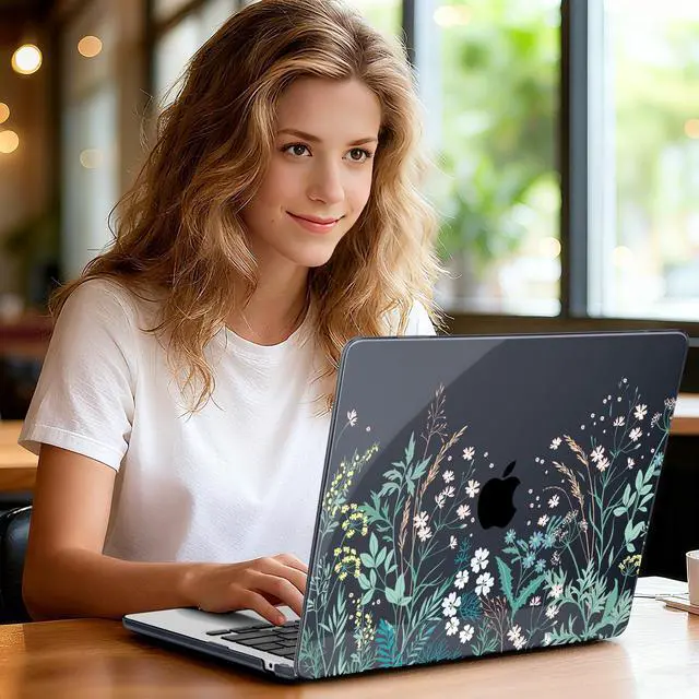 Alt view image 2 of 5 - Yebiseven for M4 MacBook Air 15 inch Case 2025 2024 2023 Released A3241 A3114 M3 A2941 M2, Hard Shell Laptop Case with Keyboard Cover & Trackpad Film & 2 OTG Adapters, Wildflower