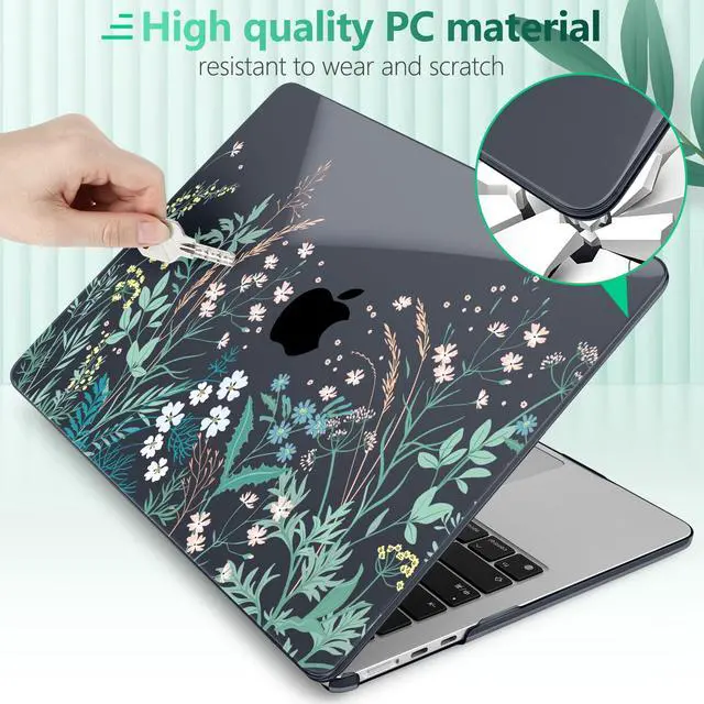 Alt view image 5 of 5 - Yebiseven for M4 MacBook Air 15 inch Case 2025 2024 2023 Released A3241 A3114 M3 A2941 M2, Hard Shell Laptop Case with Keyboard Cover & Trackpad Film & 2 OTG Adapters, Wildflower