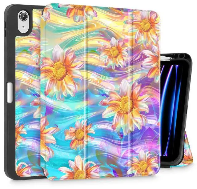 Main image of Mektron Case for iPad Air 11 inch (M3 2025 7th /M2 2024 6th), Compatible with iPad Air 10.9" (2022 5th Gen /2020 4th Gen) Tablet Cover with Pencil Holder + Auto Wake/Sleep, Classic Painted Flowers