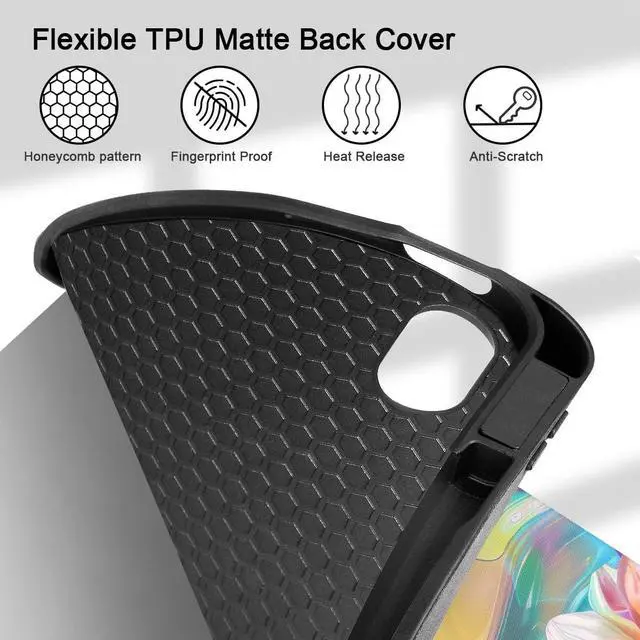 Alt view image 5 of 5 - Mektron Case for iPad Air 11 inch (M3 2025 7th /M2 2024 6th), Compatible with iPad Air 10.9" (2022 5th Gen /2020 4th Gen) Tablet Cover with Pencil Holder + Auto Wake/Sleep, Classic Painted Flowers