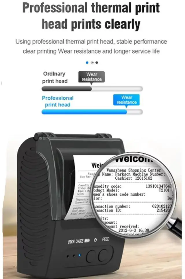 Alt view image 2 of 5 - GZGYNADAST Bluetooth Receipt Printer, Portable 58mm Mini Thermal Pos Printer, Wireless 2 inch Handheld Mobile Thermal Receipt Printer,Compatible with Android/Windows,NOT for iOS/ipad/MAC