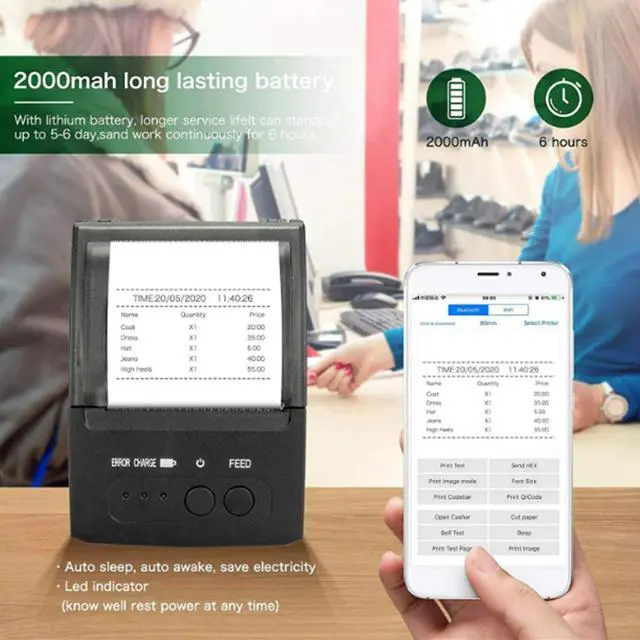 Alt view image 4 of 5 - GZGYNADAST Bluetooth Receipt Printer, Portable 58mm Mini Thermal Pos Printer, Wireless 2 inch Handheld Mobile Thermal Receipt Printer,Compatible with Android/Windows,NOT for iOS/ipad/MAC