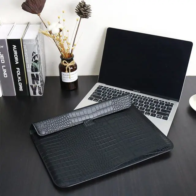 Alt view image 3 of 5 - Seanai Laptop Sleeve For 2025-2023 MacBook Air 15 inch M4 A3241 M3 A3114 M2 A2941 Pro 14 A2442 A2779 A2918 A3112 A3185 A3401 2024-2021 PU Leather Flap Style Case Notebook Bag for Mac Pro 15, Black