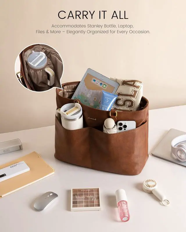 Alt view image 3 of 5 - LOVEVOOK Laptop Tote Bag for Women, 17.3 inch Laptop Vintage Work Bags for Teacher/Nurse Large Computer Bag for Office, Briefcase Handbag Gifts for Women