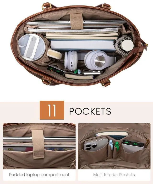 Alt view image 4 of 5 - LOVEVOOK Laptop Tote Bag for Women, 17.3 inch Laptop Vintage Work Bags for Teacher/Nurse Large Computer Bag for Office, Briefcase Handbag Gifts for Women