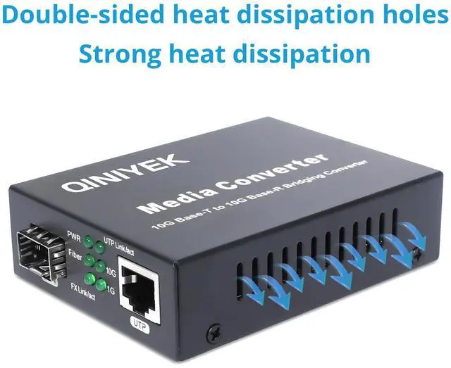 Alt view image 2 of 5 - QINIYEK 10G Multi-Gigabit SFP Media Converter, 2 Port 10G Ethernet Media Converter,1x 100M/1G/2.5G/5G/10GBase-T RJ45 to 1x 10GBase-X SFP+ Slot NDAA & TAA Compliant, Power Adapter and Manual Included