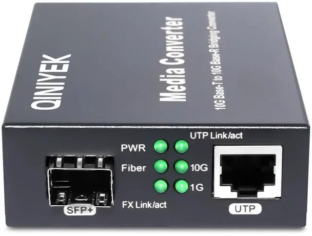 Main image of QINIYEK 10G Multi-Gigabit SFP Media Converter, 2 Port 10G Ethernet Media Converter,1x 100M/1G/2.5G/5G/10GBase-T RJ45 to 1x 10GBase-X SFP+ Slot NDAA & TAA Compliant, Power Adapter and Manual Included