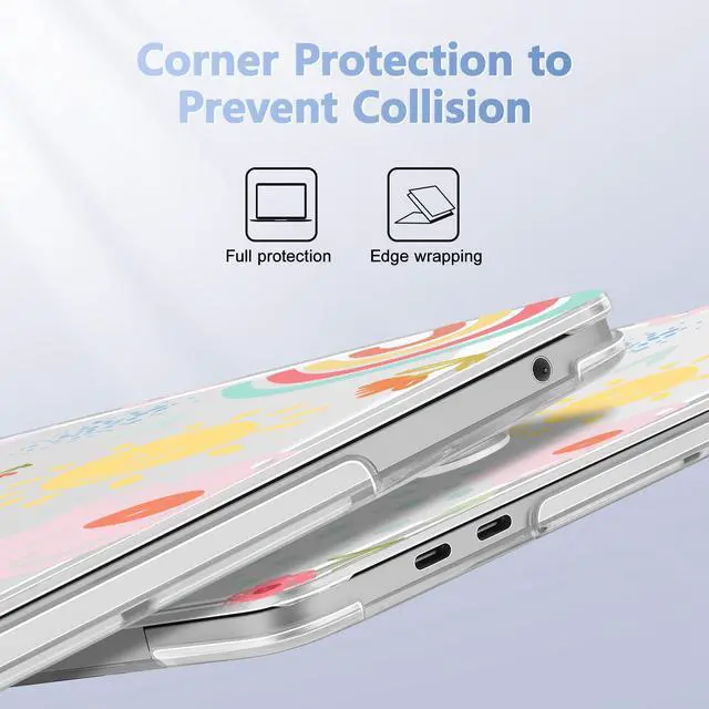 Alt view image 3 of 5 - May Chen Case for MacBook Pro 13 inch M2 2023,2022,2021,2020 A2338 M1 A2251 A2289, Plastic Hard Shell Case for MacBook Pro 13" with Touch Bar Fits Touch ID, Rainbows Flowers