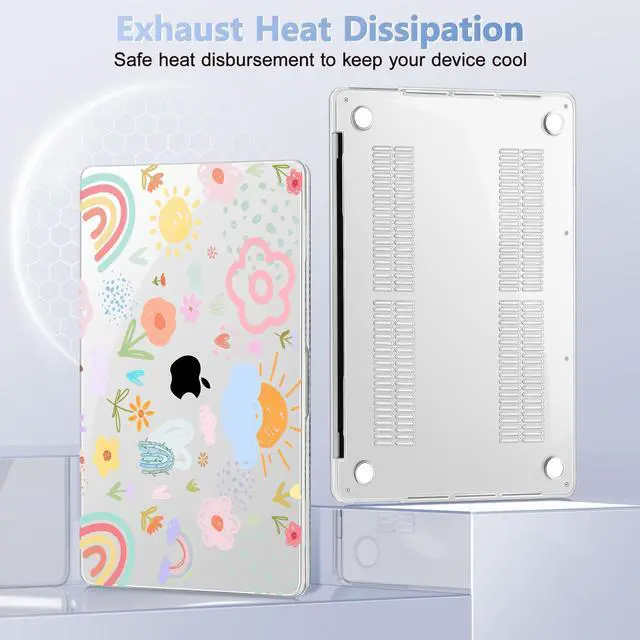 Alt view image 5 of 5 - May Chen Case for MacBook Pro 13 inch M2 2023,2022,2021,2020 A2338 M1 A2251 A2289, Plastic Hard Shell Case for MacBook Pro 13" with Touch Bar Fits Touch ID, Rainbows Flowers
