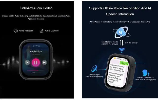 Alt view image 5 of 5 - waveshare ESP32-S3 2.06inch AMOLED Touch Watch Development Board Based on ESP32-S3R8 Microcontroller, Supports Offline Voice Recognition and AI Speech Interaction
