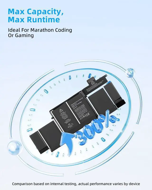 Alt view image 3 of 5 - Jbery Replacement Battery A1502 A1582 for Apple MacBook Pro Retina 13 A1493 [Early 2015 - Mid 2015, Mid 2014, Early 2013 - Late 2013] - Long Lasting [71.8Wh/11.43V]