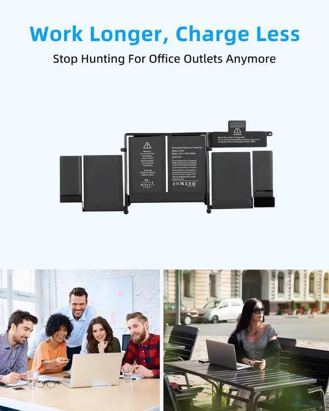 Alt view image 5 of 5 - Jbery Replacement Battery A1502 A1582 for Apple MacBook Pro Retina 13 A1493 [Early 2015 - Mid 2015, Mid 2014, Early 2013 - Late 2013] - Long Lasting [71.8Wh/11.43V]