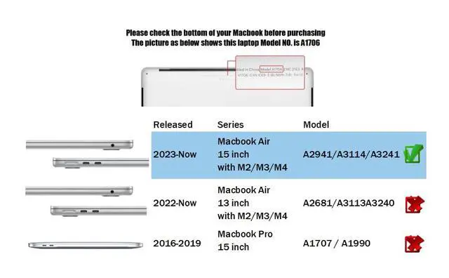 Alt view image 2 of 5 - Se7enline Compatible with MacBook Air 15 inch Case Model A2941/A3114/A3241 for 2025 2024 2023 15.3-inch MacBook Air with Hard Shell Case&Keyboard Cover Skin&Touchpad Protector,Cat Claw Surrounding