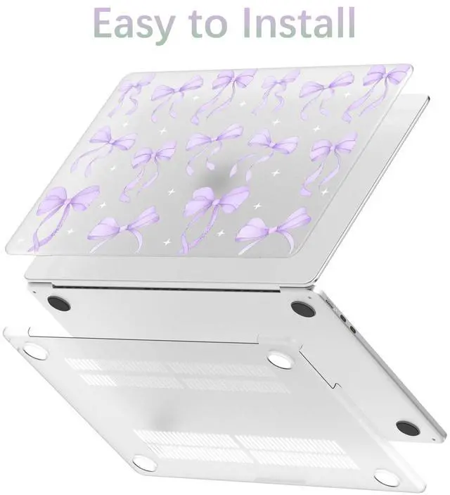 Alt view image 3 of 5 - BlHMCASE Compatible with MacBook Pro 13 inch Case M2 2025, 2024-2016 A2338 M1 A2251 A2289 A2159 A1989 A1708 A1706, Cute Purple Ribbon Bow Protective Hard Shell Matte Cover for Mac Pro 13