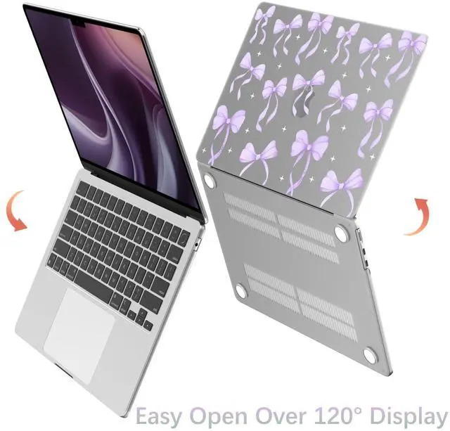 Alt view image 4 of 5 - BlHMCASE Compatible with MacBook Pro 13 inch Case M2 2025, 2024-2016 A2338 M1 A2251 A2289 A2159 A1989 A1708 A1706, Cute Purple Ribbon Bow Protective Hard Shell Matte Cover for Mac Pro 13