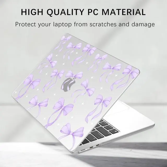 Alt view image 5 of 5 - BlHMCASE Compatible with MacBook Pro 13 inch Case M2 2025, 2024-2016 A2338 M1 A2251 A2289 A2159 A1989 A1708 A1706, Cute Purple Ribbon Bow Protective Hard Shell Matte Cover for Mac Pro 13