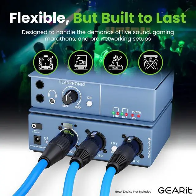 Alt view image 3 of 5 - GEARit Shielded CAT6 Ethercon Cable (20 Feet) Professional Audio & Lighting RJ45 EtherCON-Compatible Cable for Studio, Stage, Concerts - 20ft Blue